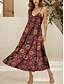 abordables Vestidos Boho-Mujer Vestido maxi Vestido de verano Vestido de una línea Vestido lencero Casual Playa Ajuste regular Graphic Cosecha Bohemio Sin Mangas Escote en Pico Correa de espagueti Vino Verano Primavera