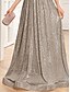 preiswerte Abendkleider-A-Linie Quinceanera Kleider Elegantes Kleid Hochzeit Hochzeitsgast Bodenlänglich 3/4 Länge Ärmeln V-Ausschnitt Baumwolle mit Pailletten