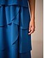 levne Party šaty-Dámské Šaty ke kolenům Šifonové šaty Elegantní stylové Splývavý Svatební Svatební host Volný Pevná barva Krátký rukáv Do V Královská modř Léto Jaro