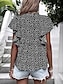 billige Kvindernes ferietoppe-Dame T-shirt Prikker Mode Moderne Kortærmet V-hals Almindelige toppe Daglig Drapering Trykt mønster Sort Gul Rød Blå Himmelblå Sommer