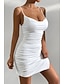 preiswerte Abschlusskleider-Damen Minikleid Weißes Kleid Abschlusskleid Sexy Kleid Unterkleid Mode Reifen Abschlussfeier Date Ausgehen Normale Passform Einfach Ärmellos Spaghettiträger Weiß Sommer