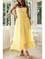 preiswerte Weiße Freizeitkleider-Damen Midikleid Weißes Kleid Unterkleid Mode Abschlussfeier Date Ausgehen Normale Passform Einfach Ärmellos Spaghettiträger Weiß Gelb Sommer