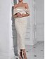 abordables Robes de cocktail-Robe fourreau  colonne en jacquard élégante robe de mariage robe invitée midi longueur décolletée à épaules dénudées robe de derby invitée de mariage