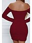 voordelige Afstudeerjurken-Dames Mini-jurk Witte jurk Afstudeerjurk Bodycon Modieus Modern Vakantie Verjaardag valmistuminen Normale pasvorm Effen Lange mouw Schouderafhangend Zwart Wit Wijn Rood Zomer