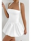 preiswerte Abschlusskleider-Damen Minikleid Weißes Kleid Abschlusskleid Neckholder-Kleid Mode Modern Abschlussfeier Date Teegesellschaft Normale Passform Einfach Ärmellos Neckholder Hellrosa Schwarz Weiß Rote Sommer
