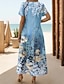 preiswerte Blumenkleider-Damen Maxi Kleid A-Linien Kleid T-Shirt Kleid Tee Kleid Sundress Sommerkleid Elegant Urlaub Tropisches Urlaub Strand Regulär Fit Floral Grafik Kurzarm Rundhals Blau Sommer