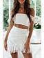 preiswerte Sets-Damen Elegant Mode Zweiteilige Sets Ärmellos Schulterfrei Einfach Spitze Kalter Schulter-Schnitt Party Ferien Date Schwarz Weiß Sommer Normale Passform