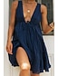 preiswerte Abschlusskleider-Damen Minikleid Weißes Kleid Abschlusskleid Mode Abschlussfeier Ausgehen Normale Passform Einfach Ärmellos V Ausschnitt Weiß Marineblau Aprikose Sommer