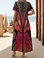 billige Boho-kjoler-Dame Midikjole Solkjole Kjole med A-linje Ferie Fritid Bohem Sommerfugl Feriereise Strand Normal Grafisk Paisly Stamme Kortermet Crewneck Gul Rød Blå Sommer