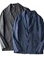 billige Herre Elite Yttertøy-herreblazer i 100 % lin, dresser, bryllupsdag, ferie, elegant, nøytral, vår og høst, bomull, lin, ensfarget, knapper, komfortabel, enkeltspent blazer med to knapper, mørkegrå, marineblå