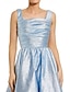 baratos Vestidos Longos / Vestidos de Gala-Vestido de Festa A-Line em Jacquard Dourado Elegante Vestido Formal Convidada de Casamento Comprimento de Chá Sem Mangas Decote Quadrado com Pregas Vestido de Convidada de Casamento Franzido