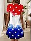abordables Vestido del Día de la Independencia-Vestido Patriótico de Veterano para Mujeres Vestido Mini Vestido Tipo Camiseta Vestido de Verano Casual Diarios Ajuste Regular Gráfico Bandera Rojo Blanco y Azul Manga Corta Cuello en V Azul