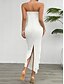 preiswerte Weiße Freizeitkleider-Damen kleid lang Weißes Kleid Ballkleid abendkleider Cocktailkleid Modisch Modern festliche kleider damen Hochzeit Party Besondere Anlässe Regular Fit Glatt Ärmellos Trägerlos Weiß Rosa Blau Grün