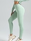 billige Yoga Leggings &amp; Tights-Dame Yogabukser Yoga Leggings Rumpeløft Midjekontroll Høy Midje Pilates Treningsøkt Trene Strømpebukse Helfarge Lysebrun Svart Krystall Spandex Høst sport Sportsklær Elastisk Tynn