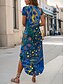 abordables Vestido Floral-Mujer Vestido maxi Vestido estilo camiseta Vestido de verano Casual Diario Ajuste regular Floral Graphic Manga Corta Cuello Barco Amarillo Azul Piscina Beige Verano