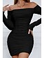voordelige Afstudeerjurken-Dames Mini-jurk Witte jurk Afstudeerjurk Bodycon Modieus Modern Vakantie Verjaardag valmistuminen Normale pasvorm Effen Lange mouw Schouderafhangend Zwart Wit Wijn Rood Zomer