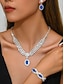 abordables Collier pour femme-Ensemble de bijoux de luxe en cristal vert pour femmes – collier élégant, bracelet et boucles d&#039;oreilles, accessoires de mariage en strass pour fêtes et événements formels