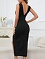 ieftine Rochii de absolvire-Pentru femei Rochii Midi Rochie albă Rochie de absolvire Bodycon Modă Zi de Naștere Dată Ieșire Fit regulat Simplu Fără manșon În V Negru Alb Roșu-aprins Albastru piscină Vară