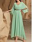 baratos Abaixo de 129,99 $-Vestido Verde Mãe da Noiva Elegante Casual Decote V Comprimento do Chão Chiffon Mangas 3/4 com Cristais