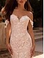 abordables Robes de Mariée-Robes de mariage en sirène  trompette Sans épaules Sans manches Traîne de cour Tulles Robes de mariée Unies