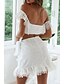preiswerte Sets-Damen Elegant Mode Zweiteilige Sets Ärmellos Schulterfrei Einfach Spitze Kalter Schulter-Schnitt Party Ferien Date Schwarz Weiß Sommer Normale Passform