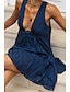 preiswerte Abschlusskleider-Damen Minikleid Weißes Kleid Abschlusskleid Mode Abschlussfeier Ausgehen Normale Passform Einfach Ärmellos V Ausschnitt Weiß Marineblau Aprikose Sommer