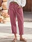 abordables Pantalón liso de lino y algodón-Mujer Pantalones cortos de lino y algodón Pantalones inspirados en el lino Pantalones de lino y algodón Moda Ropa de calle Longitud total Cintura Media Plano Bolsillo Cintura elástica Al Aire Libre