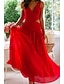 baratos Vestidos de Formatura-Mulheres Vestido Longo Vestido Maxi Vestido branco Vestido de formatura Moda Graduação Encontro Para Noite Normal Tecido Sem Manga Decote V Branco Vermelho Vermelho Rosa Verão