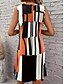 abordables Robes Rayés et Géométriques-Femmes Mini Robe Robe trapèze Robe d&#039;été Robe à épaules dénudées Vacances ancien Élégant Quotidien Coupe Ample Graphique Géométrique Sans manches Col en U Orange Été Printemps