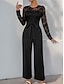 billiga Mammas jumpsuits-Jumpsuit  Byxdress Mor-till-Bride Elegant Avslappnad Juvelhals Golvlängd Polyester Lång Ärme med Spets