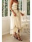 preiswerte Weiße Freizeitkleider-Damen Midikleid Weißes Kleid Unterkleid Mode Abschlussfeier Date Ausgehen Normale Passform Einfach Ärmellos Spaghettiträger Weiß Gelb Sommer