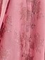 cheap FLORALS-Pink A-Line Evening Gown Elegant Dress Formal Wedding Guest Floor Length Half Sleeve Shirt Collar Belt / Sash Nylon with Floral Print Wedding Guest Dress