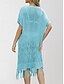 abordables Robes de plage-Maillots de bain pour femmes robe de nage maillot de bain découpé frange vacances vêtements de plage couleur unie col en V manches courtes maillots de bain
