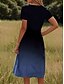 abordables Robe Fleurie-Robe Mini Femme Robe Évasée Robe d&#039;été Vacances Décontractée Vacances Quotidienne Taille Normale Graphique Florale Manches Courtes Encolure Ras du Cou Bleu Foncé Été