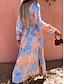 billiga Boho-klänning-Dam Maxiklänning A linjeklänning Fit And Flare Klänning Semester Semester Dagligen Normal Grafisk Långärmad V-hals Gul Blå Sommar