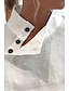 preiswerte Hemden-Damen Hemd Baumwoll-Leinen-Hemden Bluse Einfach Basic Modern Lässig Langarm Hoher Ausschnitt Normale Oberteile Täglich Ausgehen Knöpfe Weiß Sommer