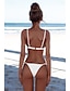 billiga Bikiniset-Dam Badkläder Bikini Monokini Baddräkt Smal Semester Mode Ensfärgat U-hals Ärmlös Baddräkter