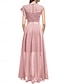 abordables Semi-formal / Cóctel-Vestido de madre de la novia vestido de invitada elegante casual cuello joya de longitud completa de manga corta con encaje