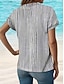 voordelige Dames Strepen &amp; Geometrische Tops-Dameshemd V Hals Button Down Blouse Grafisch Gestreept Stijlvol Strand Korte Mouw Shirt Kraag Reguliere Tops Dagelijks Knopen Print Roze Blauw Groen Grijs Lente Herfst