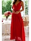 baratos Vestidos de Formatura-Mulheres Vestido Longo Vestido Maxi Vestido branco Vestido de formatura Moda Graduação Encontro Para Noite Normal Tecido Sem Manga Decote V Branco Vermelho Vermelho Rosa Verão