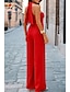 preiswerte Party-Overalls-Damen Normal Overall Elegant Einfarbig Ärmellos Neckholder Rückenfrei Party Normale Passform Schwarz Weiß Rote Sommer
