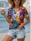 ieftine Tricou de Paște-Paște Pentru femei Bluză Floral Grafic Animal Casual Manșon scurt În V Topuri obișnuite Zilnic Imprimeu Curcubeu Vară Primăvară