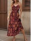 abordables Vestidos Boho-Mujer Vestido maxi Vestido de verano Vestido de una línea Vestido lencero Casual Playa Ajuste regular Graphic Cosecha Bohemio Sin Mangas Escote en Pico Correa de espagueti Vino Verano Primavera