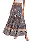 ieftine Fuste grafice-Pentru femei Fustă Leagăn Casual Boho Maxi Talie Medie Fuste Floral Imprimeu Micro-elastic Vacanță Stradă Măr Verde Violet Negru Migdală Vară Poliester