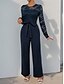 billiga Mammas jumpsuits-Jumpsuit  Byxdress Mor-till-Bride Elegant Avslappnad Juvelhals Golvlängd Polyester Lång Ärme med Spets