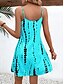preiswerte Kunst &amp; Design Kleider-Damen Minikleid A Linie Kleid Unterkleid Schulterfreies Kleid Urlaub Lässig Urlaub Täglich Normale Passform Grafik Geometrisch Batik Ärmellos V Ausschnitt Himmelblau Sommer