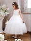 baratos Vestidos para Menina das Flores de Casamento-Vestido de Daminha de Flores Longo até o Tornozelo Quinceanera Sofia Rapunzel Meninas Vestido Fofo de Festas Tule com Aplicações Mini Vestido de Noiva de 3 a 16 Anos