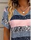 cheap Stripe&amp;Geometric tee-Women&#039;s T Shirt Graphic Striped Fashion Stylish Casual Long Sleeve V Neck Regular Tops Daily Sports Going out Print Pink Summer Spring