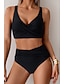cheap Bikini Sets-Women's Swimwear Bikini Swimsuit Ruched High Waisted Tropical Beach Wear Plain V Wire Sleeveless Bathing Suits