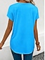 abordables T-shirt uni-Femmes T-shirt Couleur Unie Occasionnel Manche Courte Col en V Hauts Réguliers Quotidien Sortir Week-end Imprimé Noir Bleu Été